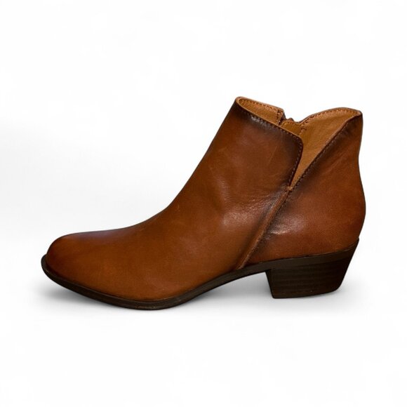 Lucky Brand Leather Basel Ankle Booties Brown Toffee New Size 7M Fall Boots - Picture 1 of 7